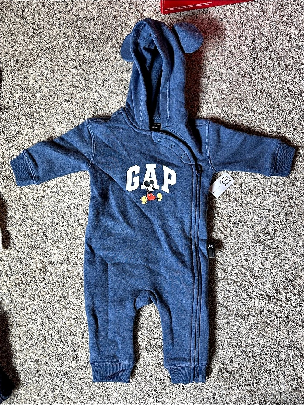 Gap Disney Mickey Mouse Hooded One-Piece Blue Baby 3-6 Months NWT
